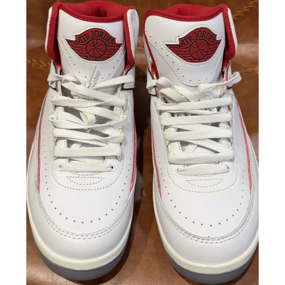 Jordan Air Jordan 2 White Red Green High Top Retro Leather Athletic Sneakers